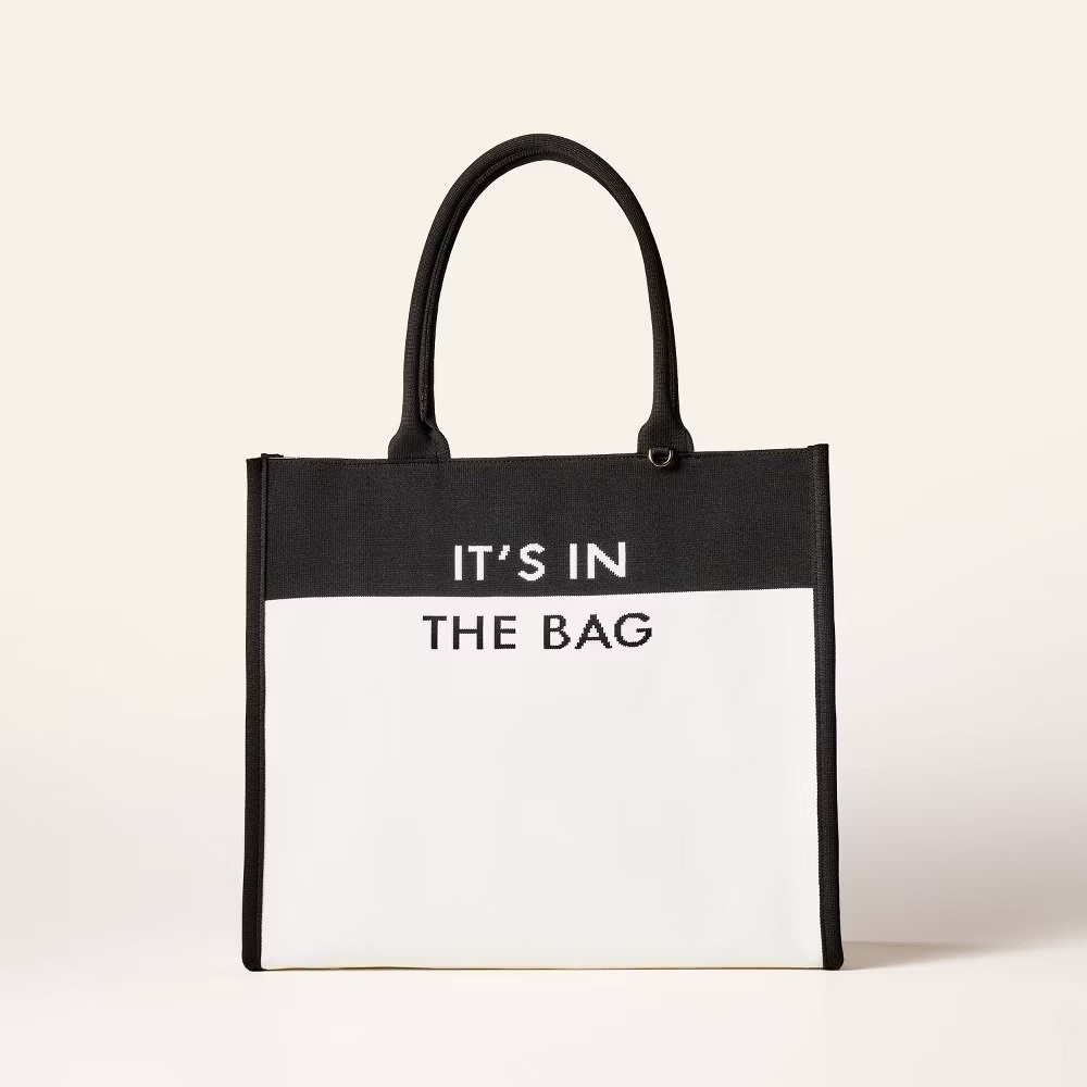 Kate Spade x Target White/Black Colorblock Knit Tote Bag